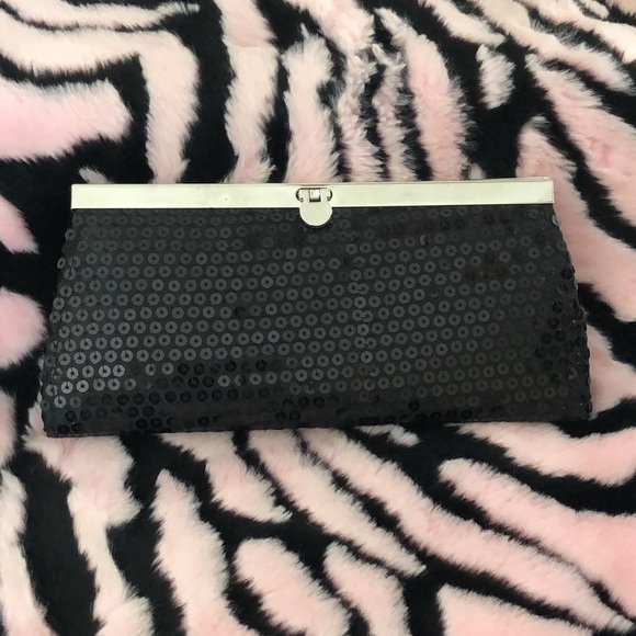 🆕Sequin clutch bag/wallet! Black/silver! 5 compartments & 1 zip coin! Dustcover - Picture 4 of 15